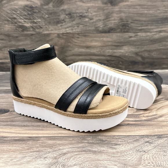 NIB Clarks Lana Glide 9M Ankle Strap Platform Comfort Sandals Black Leather - Picture 4 of 12